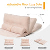 Beige 6-position adjustable floor sofa with two pillows, featuring a foldable design for versatile use as a lounge or.
