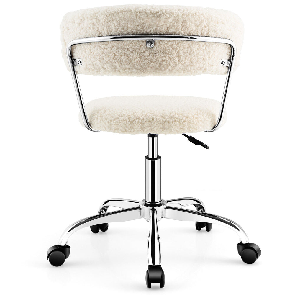 Back view of the adjustable Sherpa office chair with chrome base, offering comfort and mobility for various uses.