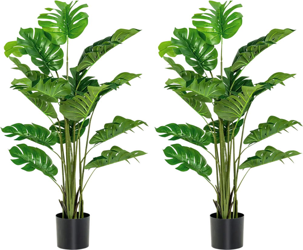 2 Pieces 5 Feet Artificial Monstera Tree Set