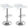 White adjustable bar stools with chrome base, perfect for versatile counter seating in modern kitchens or dining areas.