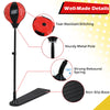 Kids punching bag with adjustable stand, red and black design, features sturdy metal pole and non-slip base for.