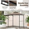 Grill gazebo with double-tiered top and side awning, featuring tool-free assembly and sturdy powder-coated metal frame.