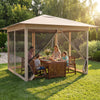 11.5 x 11.5 FT Pop-up Canopy Instant One-Person Setup with Mesh Screen Netting-Beige - Gallery View 1 of 11