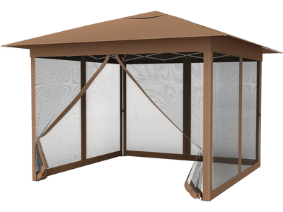 Costway 11.5' x 11.5' Pop-Up Canopy Gazebo w/ Mesh Screen Netting 29790301 New