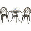 3-piece outdoor bistro set in antique bronze with removable ice bucket, perfect for garden or balcony relaxation.