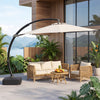 11 FT Cantilever Patio Umbrella with Base with 360° Rotation and Tilt Adjustment-Beige - Gallery View 1 of 11