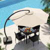 11 FT cantilever patio umbrella in beige with a rustproof aluminum frame, providing optimal shade for outdoor dining.