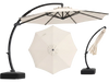 11 FT cantilever patio umbrella in beige with 360° rotation and tilt adjustment, ideal for outdoor shade.