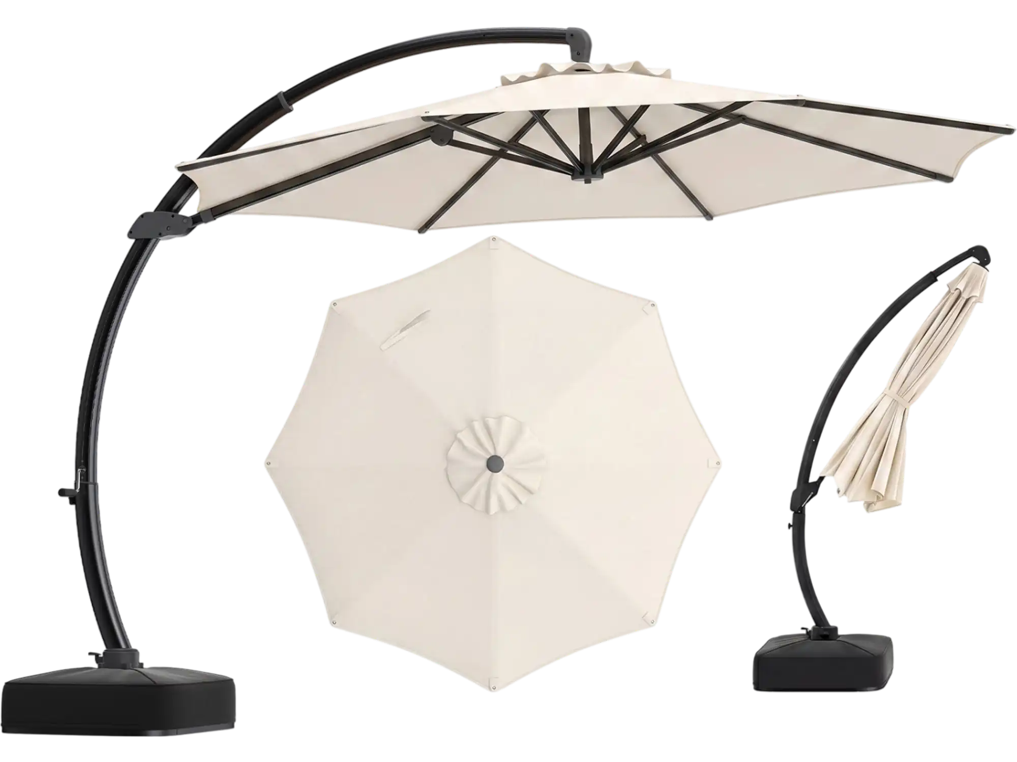Costway 11' Cantilever Patio Umbrella w/ Base 360° Rotation Tilt 62804 – FactoryPure