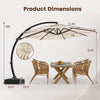 11 ft cantilever patio umbrella with beige polyester canopy, 360° rotation, and tilt adjustment for optimal shade.