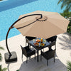 11 FT Cantilever Patio Umbrella with Base with 360° Rotation and Tilt Adjustment-Brown - Gallery View 1 of 11
