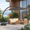 11 FT Cantilever Patio Umbrella with Base with 360° Rotation and Tilt Adjustment-Gray - Gallery View 1 of 11