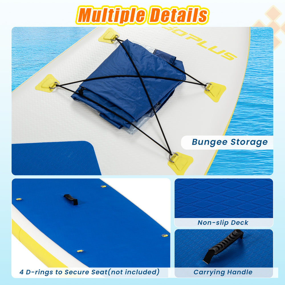 Bungee storage and D-rings on the 11 Feet Premium SUP Inflatable Paddle Board for secure gear and easy transport.