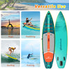 11 feet inflatable stand-up paddle board with kayak seat, ideal for yoga, surfing, paddling, and fishing activities.