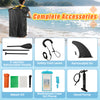 Complete accessory set for 11 Feet Premium SUP, including paddle, safety leash, removable fin, and hand pump for.