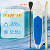 11-foot inflatable stand up paddle board with blue design, paddle, and safety features for youth and adults.