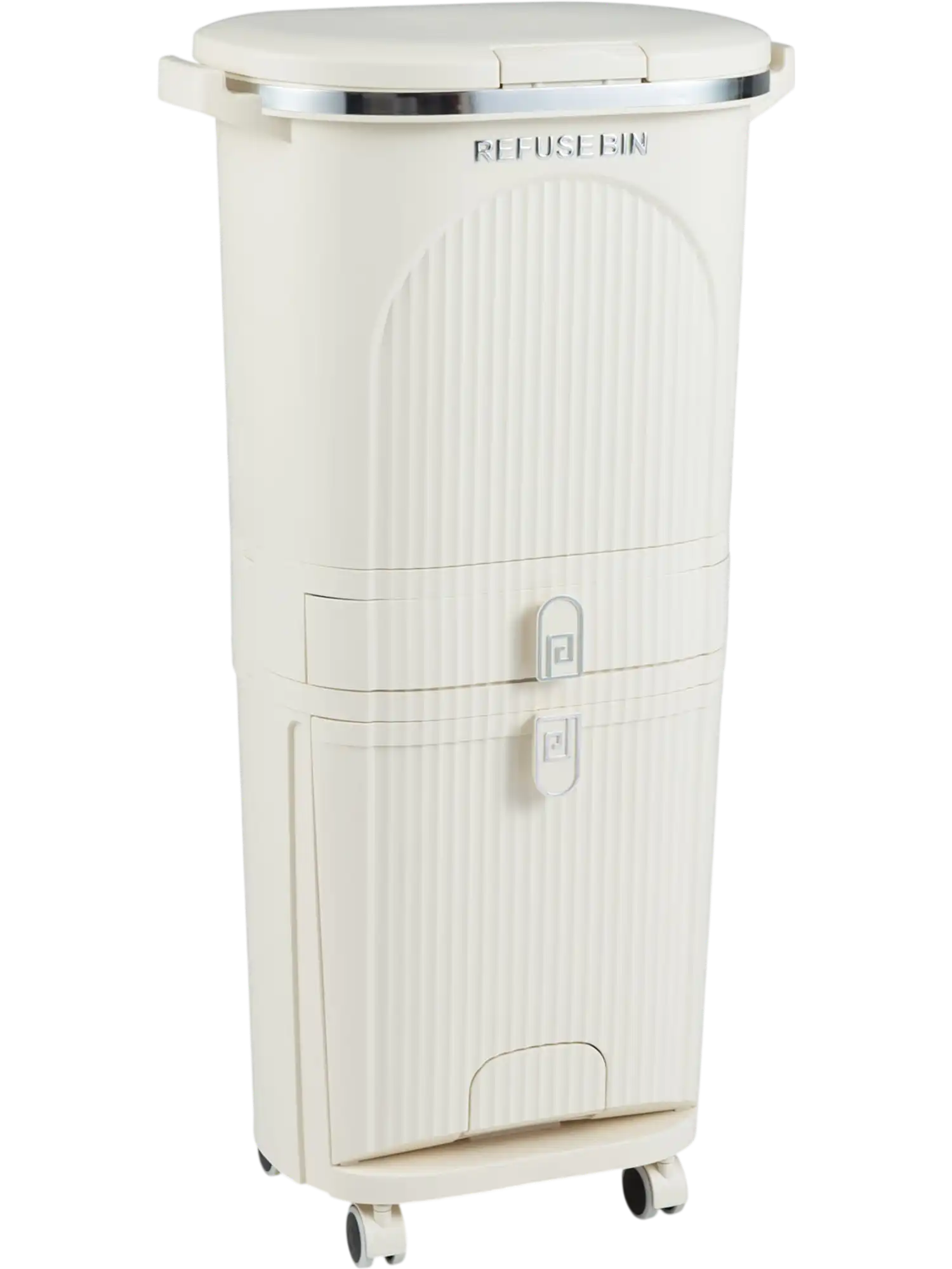 Costway 11 Gallon 3-Layer Kitchen Trash Can with Lid 2 Removable Buckets 39043057 New