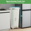 11-gallon beige kitchen trash can with ergonomic height, featuring dual buckets and retractable pedal for easy waste.