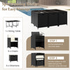 11-piece patio dining set featuring black wicker chairs, tempered glass table, and waterproof cushions for outdoor.