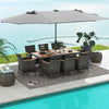 11 Pieces Patio Dining Set with 15 Feet Double-Sided Patio Umbrella Base Included-Gray - Gallery View 1 of 6