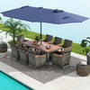 11 Pieces Patio Dining Set with 15 Feet Double-Sided Patio Umbrella Base Included-Navy - Gallery View 1 of 13