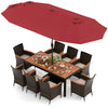 Costway Patio Dining Set 10 Pieces with 15' Double-Sided Umbrella New