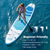 11' inflatable stand-up paddle board in dark blue, beginner-friendly, with textured EVA deck and 3 removable fins for.