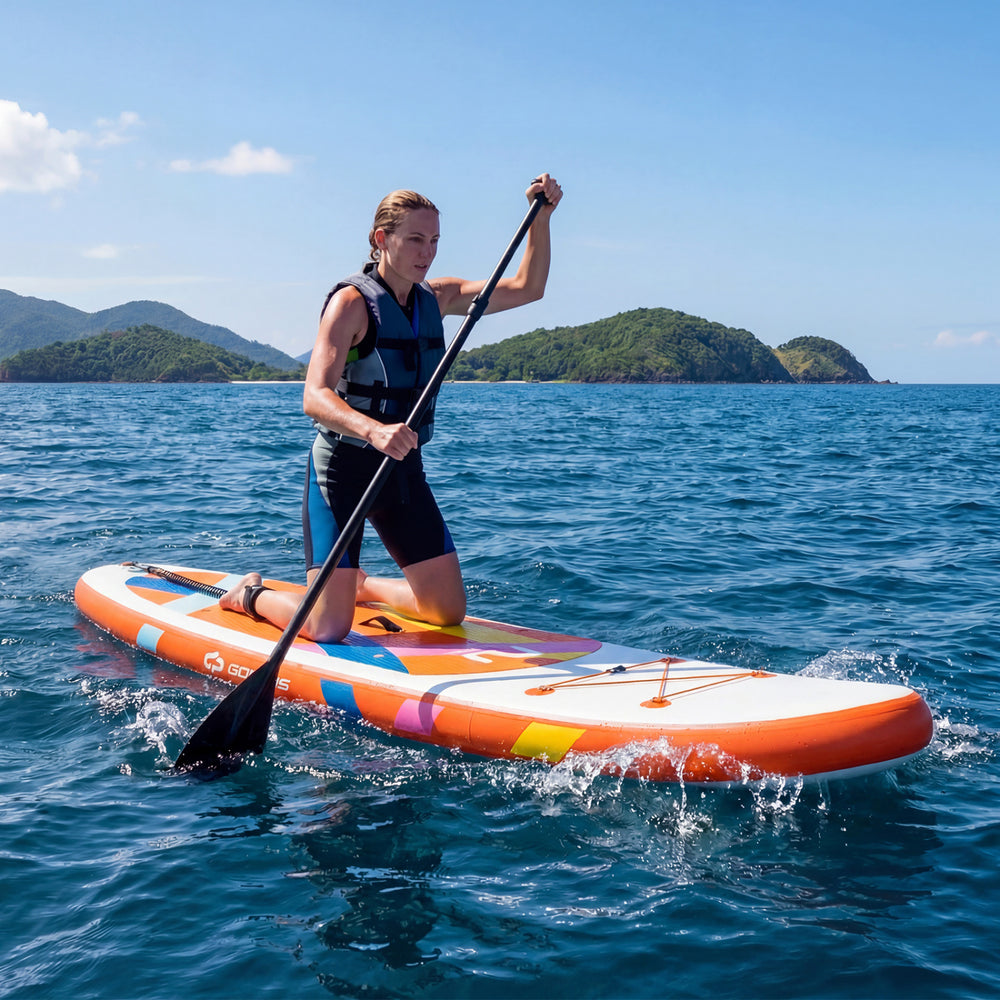 11' Wide Inflatable Stand Up Paddle Board with Backpack for All Skill Levels-Orange - Gallery View 1 of 11