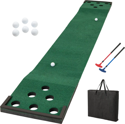 Costway 11' Indoor/Outdoor Putting Green Mat Set w/ 2 Adjustable Putters & 6 Balls 791368452 New