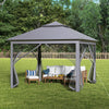11 x 11 Feet 2-Tier Pop-Up Gazebo Tent Portable Canopy Shelter Carry Bag Mesh-Gray - Gallery View 1 of 11