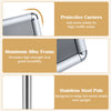 Height adjustable SUPERBUY sign holder stand with aluminum alloy frame and protective corners for stability in high-traffic areas.