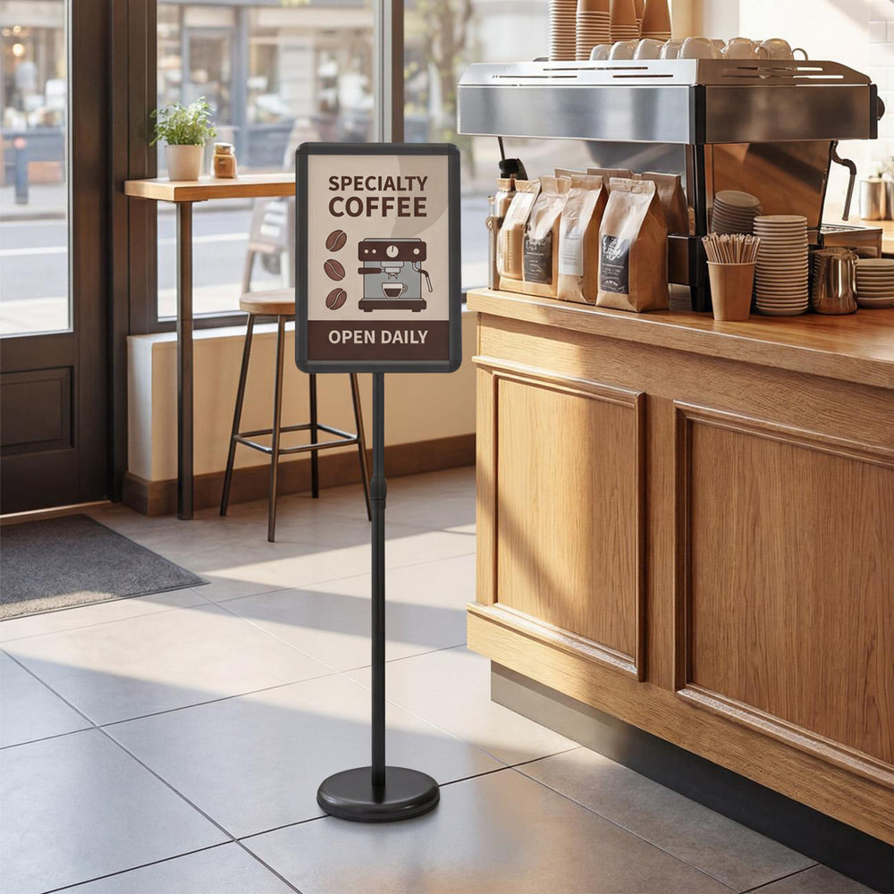 11 x 17 Inch Height Adjustable Sign Holder Stand with Snap-Open Frame-Black - Gallery View 1 of 10