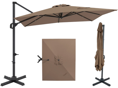 Costway 11' x 9' Cantilever Patio Umbrella 360° Rotation Easy Tilt 41413491 New