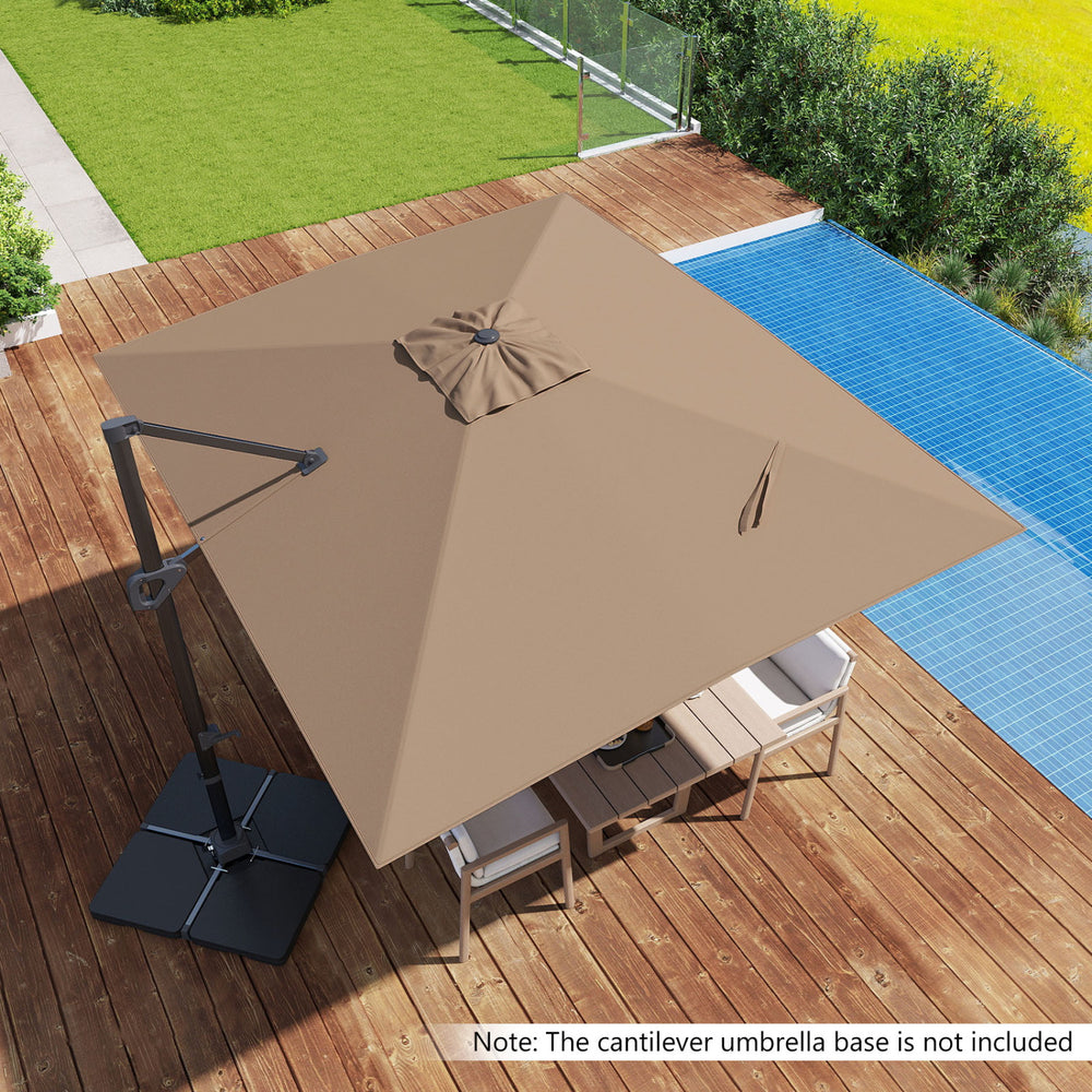 11 x 11 cantilever patio umbrella 11x11 ft Aluminum Double Top angle tilt system plus 360 rotation via the foot pedal make positioning shade flexible PURPLE LEAF 11 FT Square