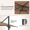 Heavy-duty metal ribs and sprayed aluminum pole of the 11 x 9 FT cantilever patio umbrella for durable outdoor use.