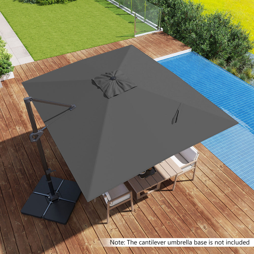11 x 9 ft Cantilever Patio Umbrella with 360° Rotation and Easy Tilt Adjustment-Brown