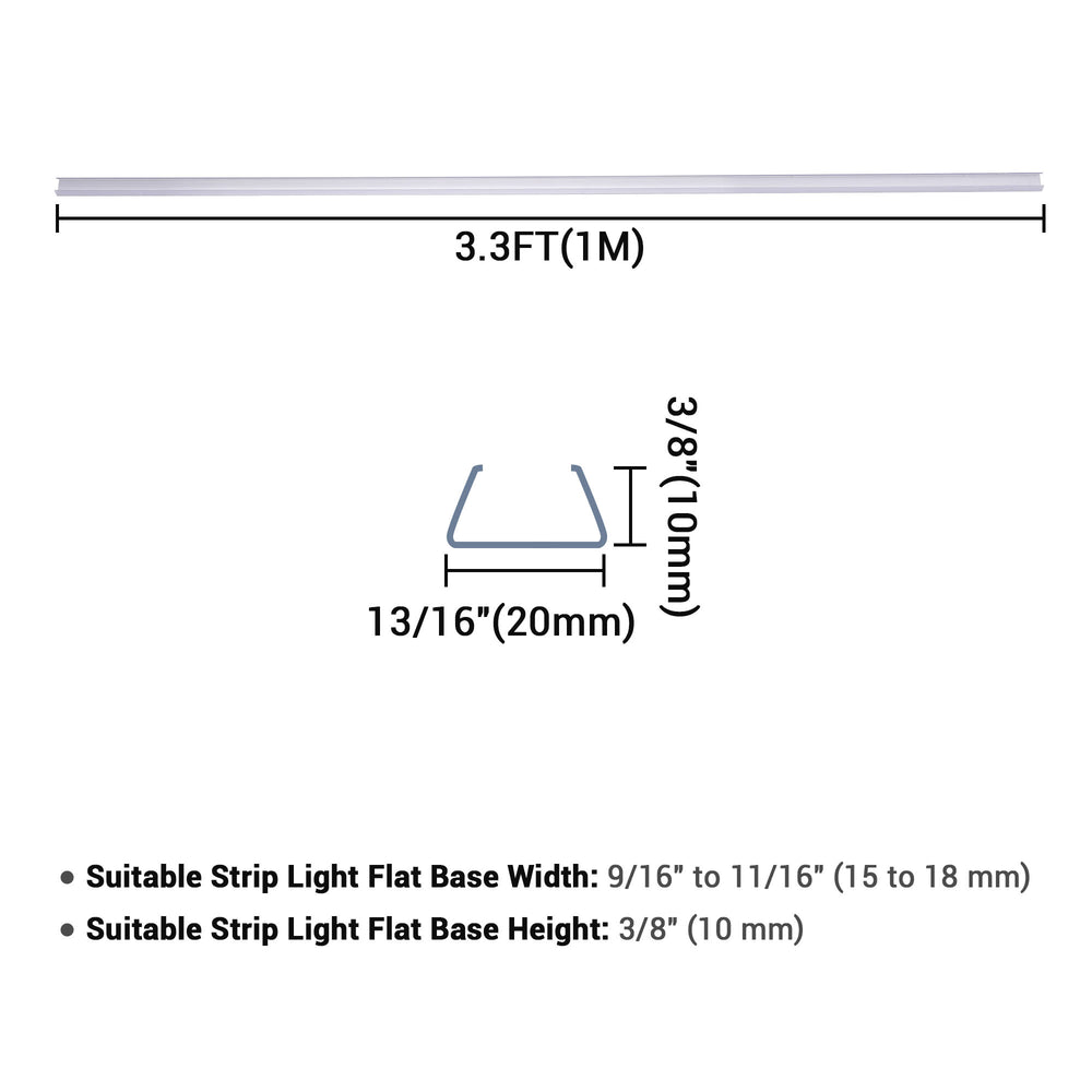 Yescom Plastic U-Channel 3ft 11/16in. Set(5) for RGBW Neon Rope Lights New