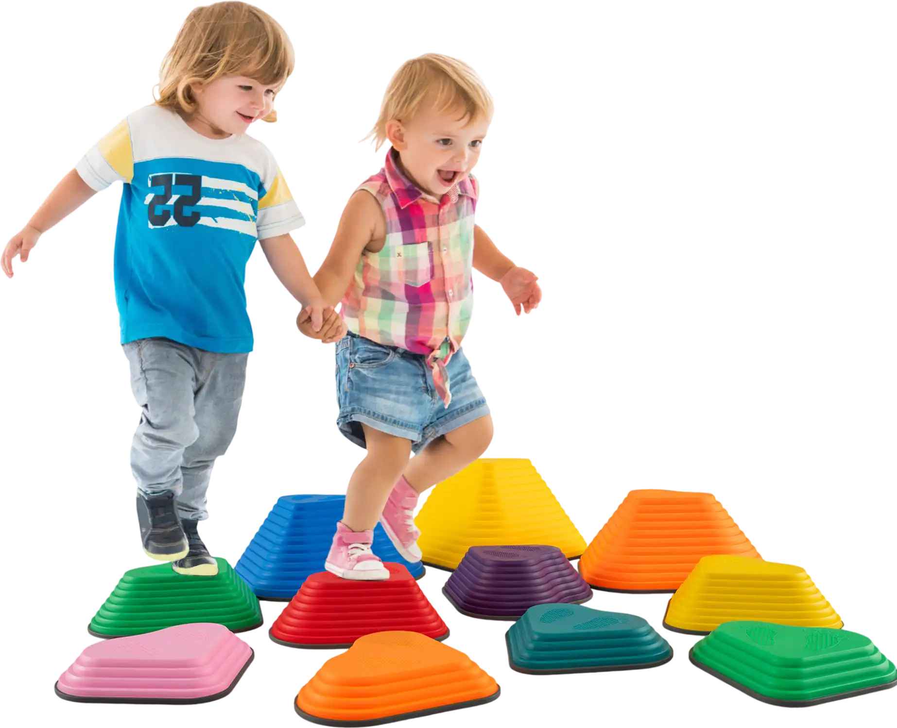 Costway Kids Stepping Stones Stackable Balance Blocks 11-Pc Multicolor 195687234 New