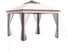 2-tier pop-up gazebo tent in beige with mesh screens, perfect for outdoor shade and insect protection. Ideal for events.
