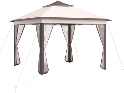 Costway 11' x 11' 2-Tier Pop-Up Gazebo Tent Portable Canopy Shelter w/ Mesh Carry Bag 16037425 New