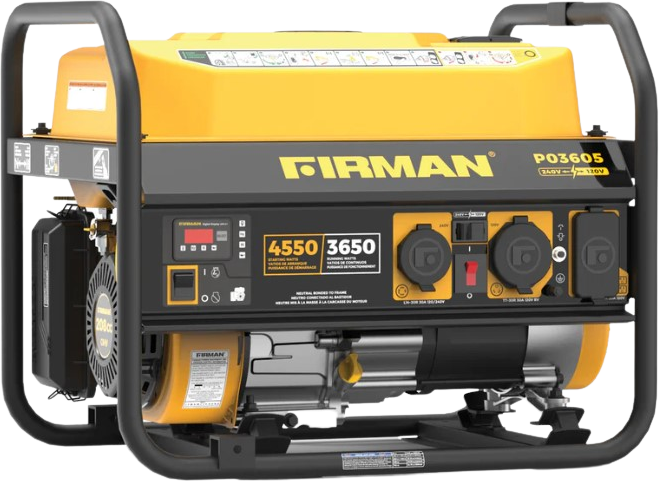 Firman P03605 Portable Generator 3650/4550 Watt 30 Amp 120/240V Recoil Start Gas New