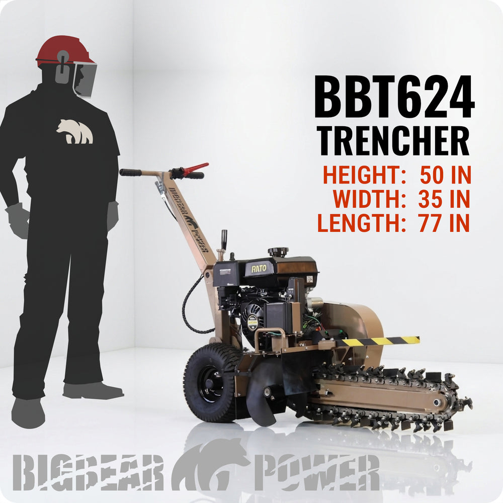 BigBear Power BBT624 Trencher 24 in. 15 HP Rato Engine 200 ft/Hr New