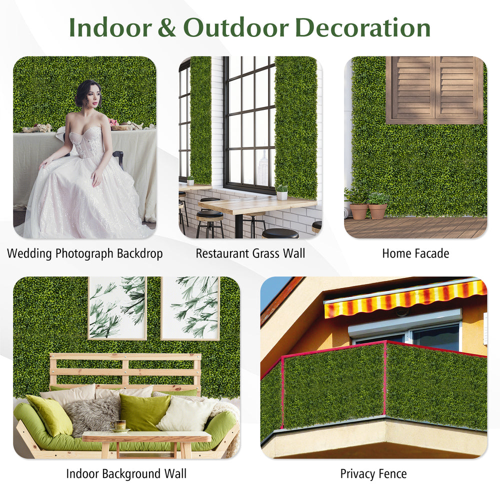 Artificial hedge boxwood panels, 20"x20", perfect for indoor and outdoor decoration, creating privacy screens and.