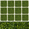 Twelve 20" x 20" artificial boxwood hedge panels in vibrant green, ideal for DIY privacy screens and green walls.