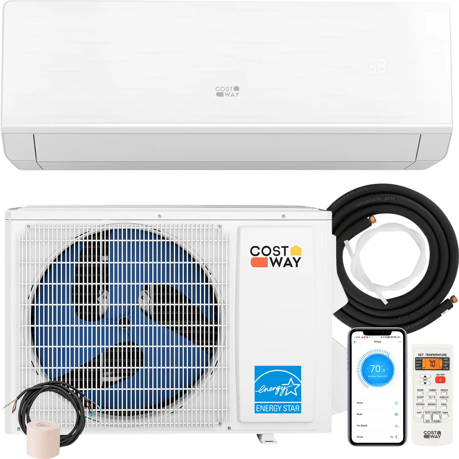 Costway 12,000 BTU 24 SEER2 Mini Split Heat Pump 208-230V 329645187 New