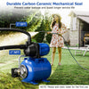 Blue 1200 W garden water pump with 1" NPT fittings, ideal for pressurized irrigation and efficient water lifting.