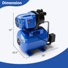 Blue 1200 W garden water pump with 150 foot head lift and 1000 GPH rating, ideal for pressurized irrigation.
