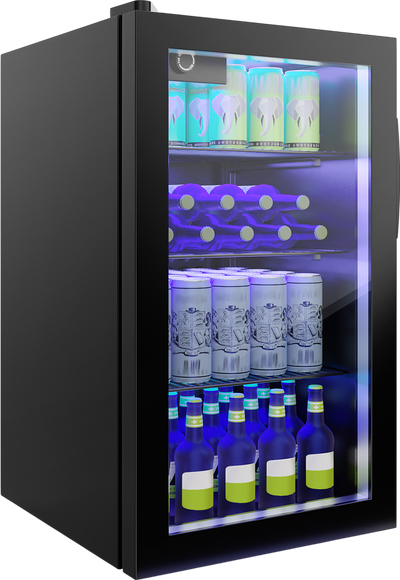 Costway Beverage Mini Refrigerator with Glass Door 120 Can Capacity New