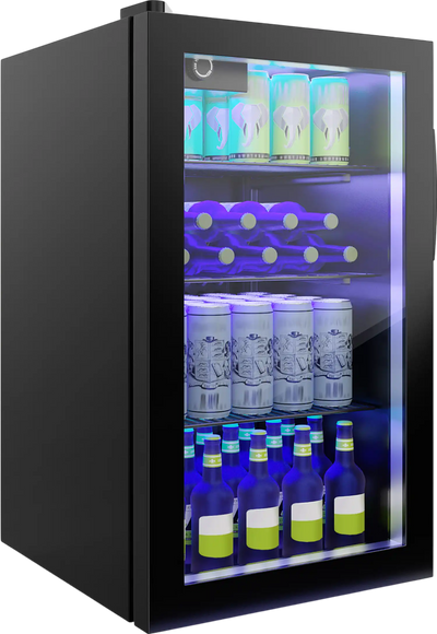 Costway Beverage Mini Refrigerator with Glass Door 120 Can Capacity New