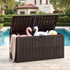 120 Gal Outdoor Deck Box with Lid and Handles for Garden Tools-Brown - Gallery View 1 of 11